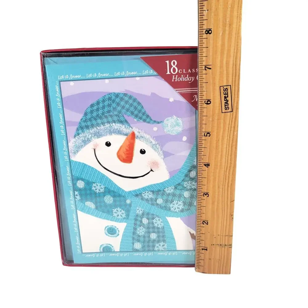 Holiday Greeting Cards Glitter Snowman Two Boxes 33 Christmas Card Lot READ